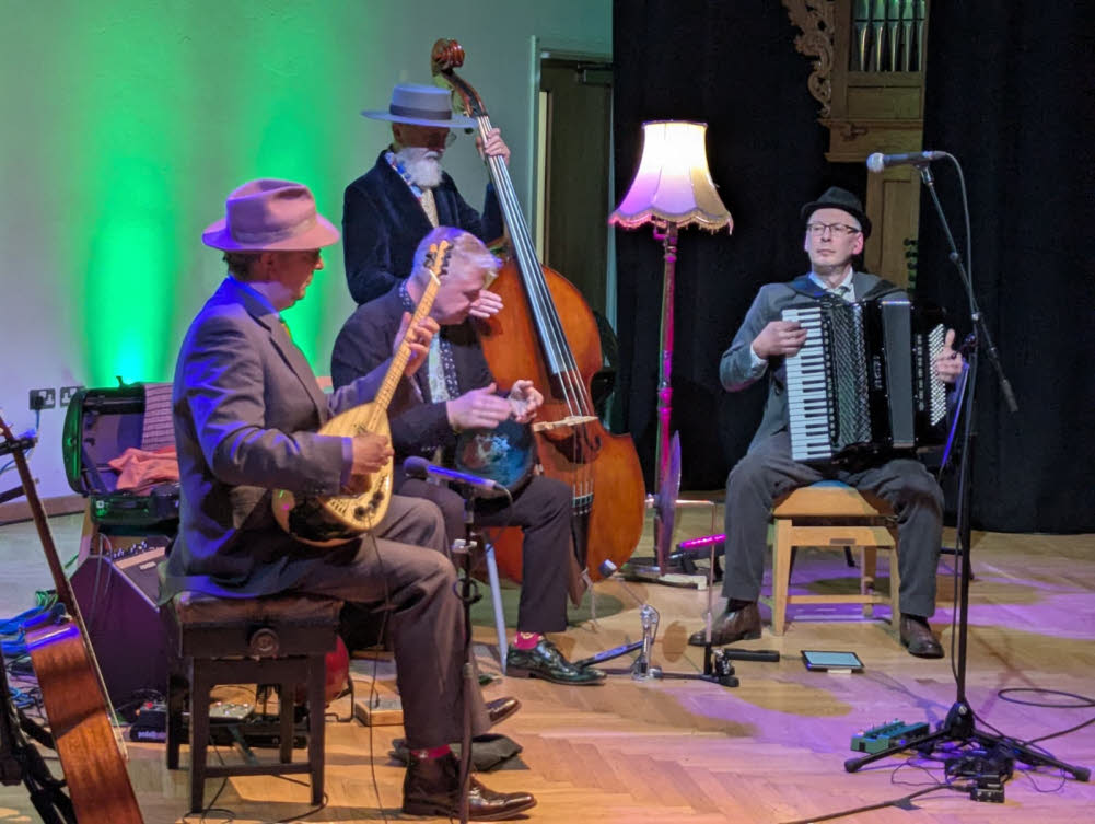 The four musicians of the Budapest Café Orchestra in concert